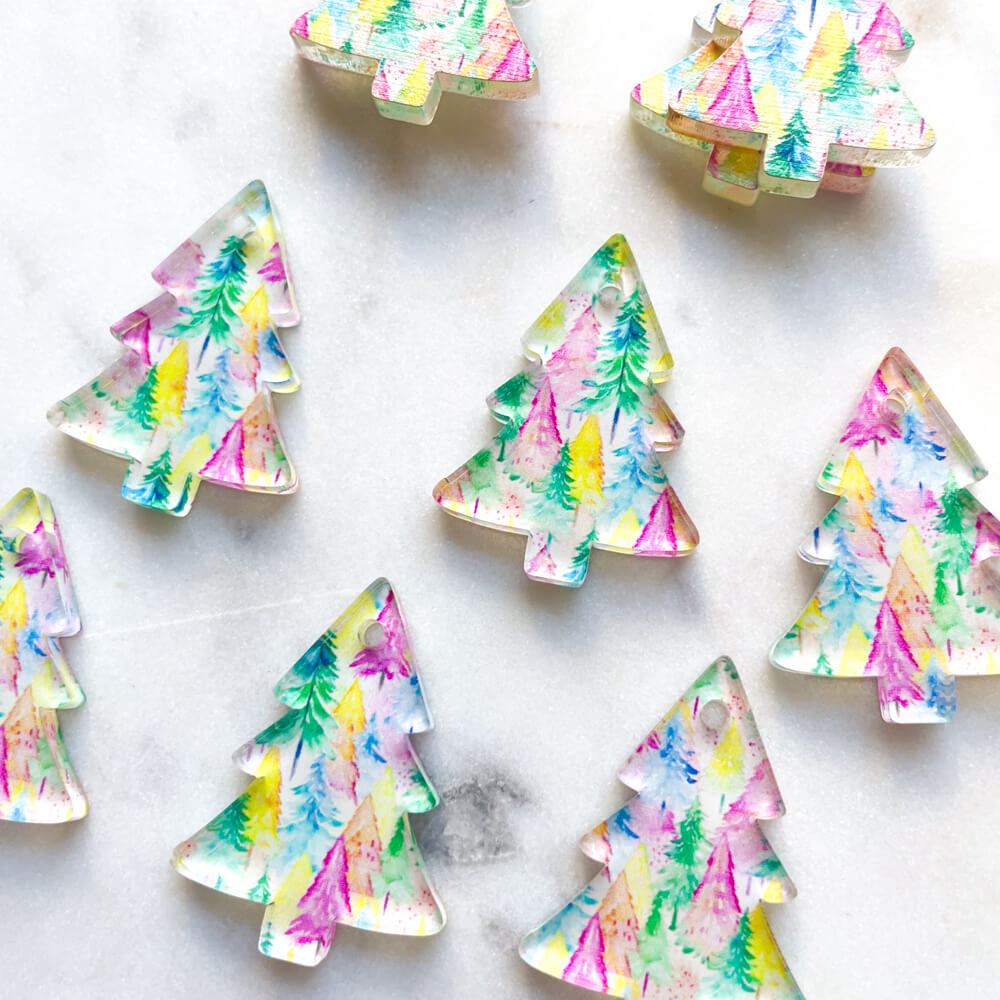 Clear Acrylic - 3cm Christmas Tree - 1 Hole -  Christmas - 01