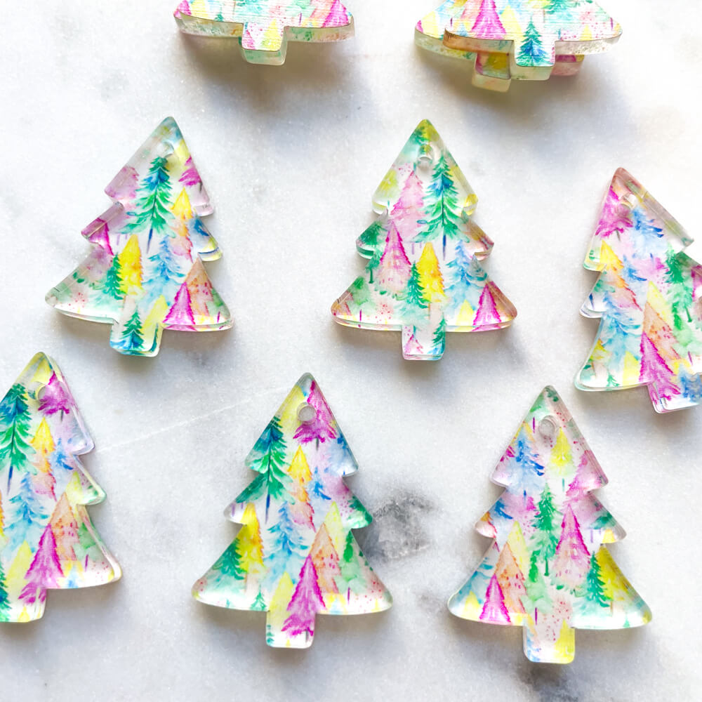Clear Acrylic - 3cm Christmas Tree - 1 Hole -  Christmas - 01