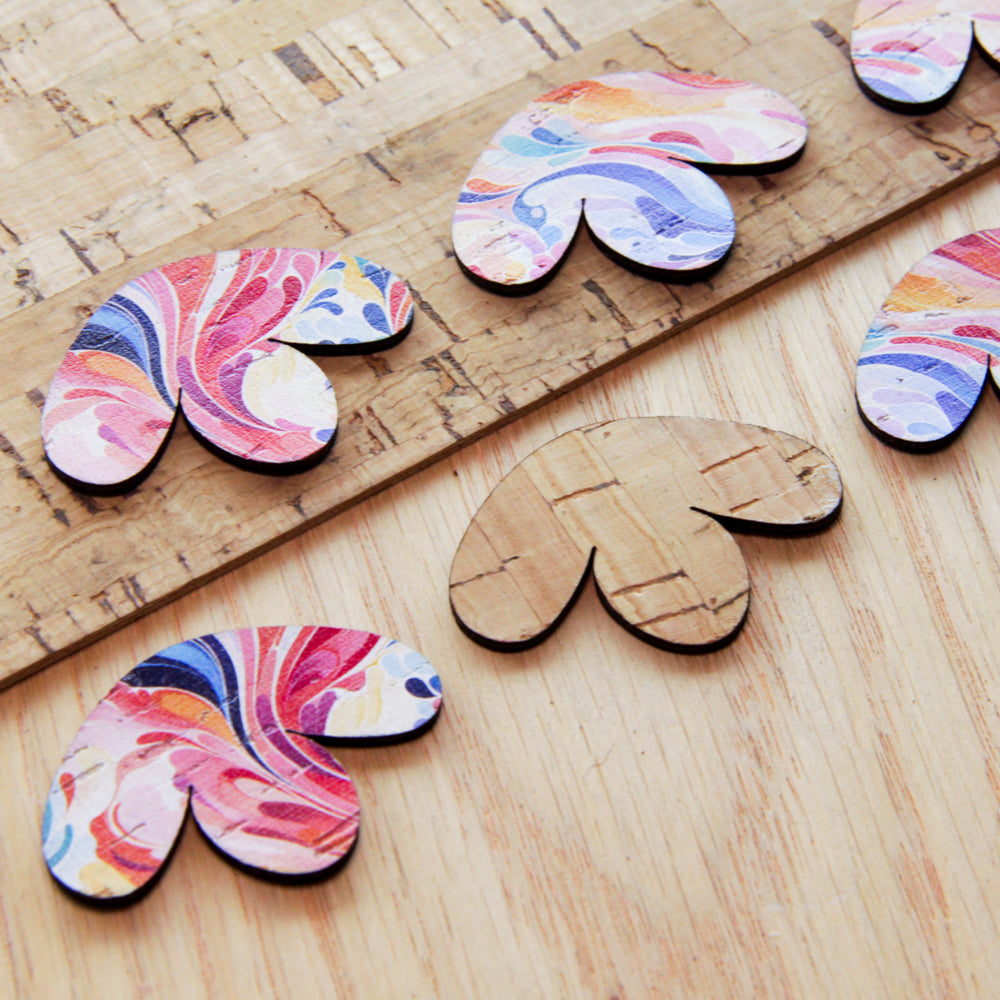 Cork - 40mm - Half Flower  - Abstract Art - 03
