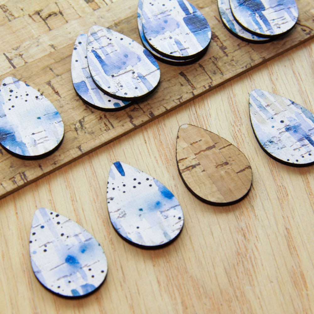 Cork - 30mm - Teardrop 2  - Shibori - 17