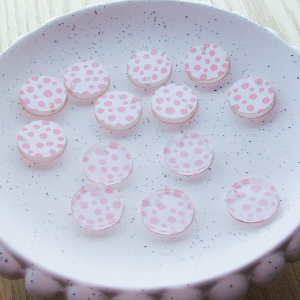 Clear Acrylic - 2cm Circle - 1 Hole - Pastels - 41