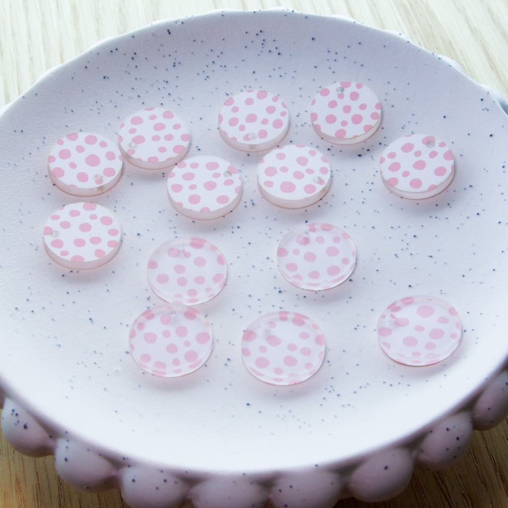 Clear Acrylic - 2cm Circle - 1 Hole - Pastels - 41