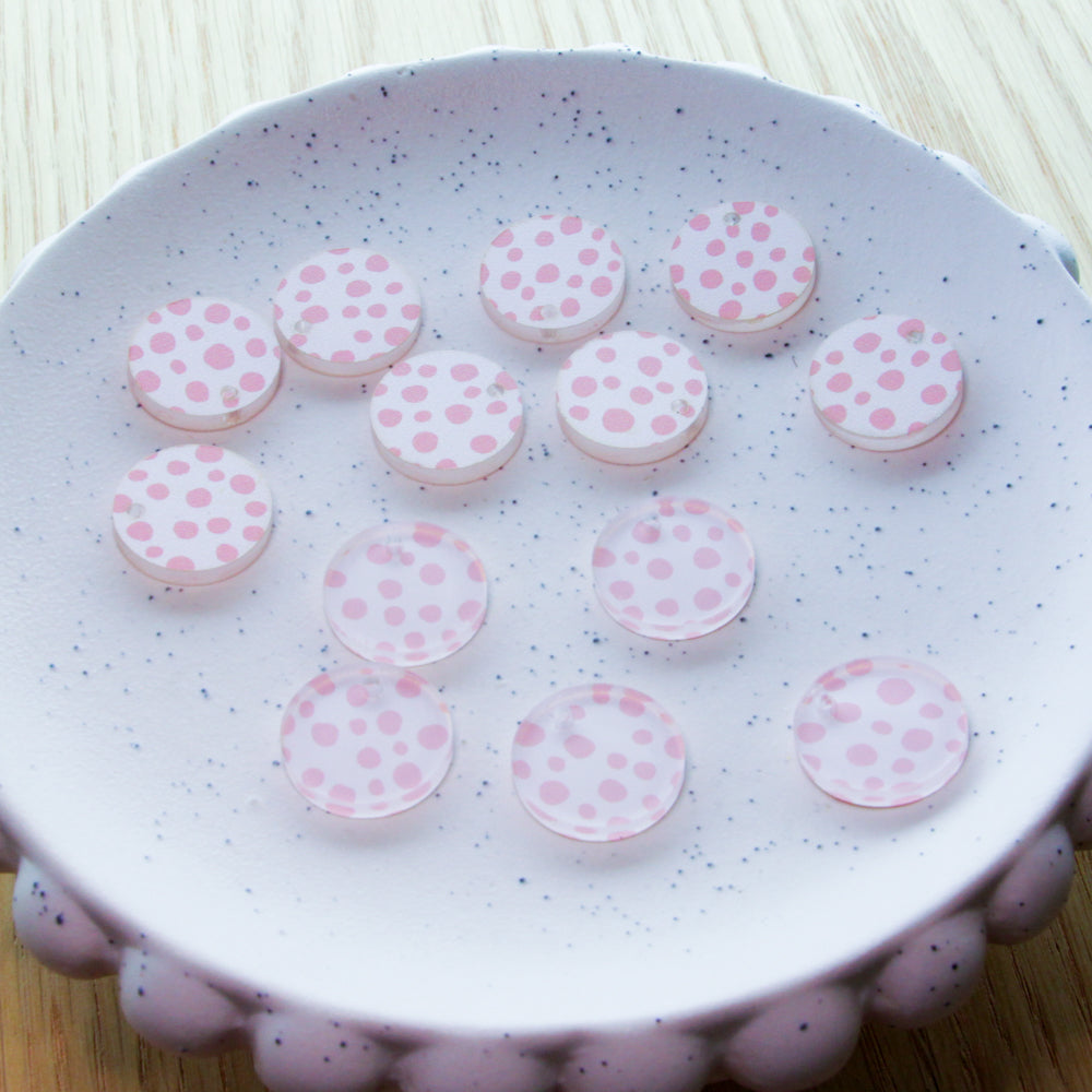 Clear Acrylic - 2cm Circle - 1 Hole - Pastels - 41