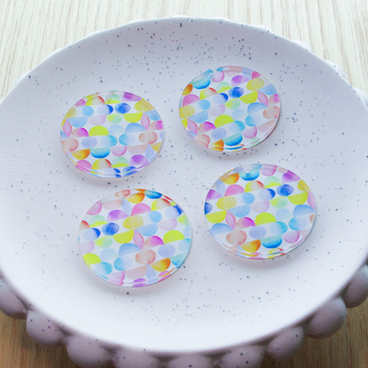 Clear Acrylic - 4cm Circle - 1 Hole - Watercolour - 20