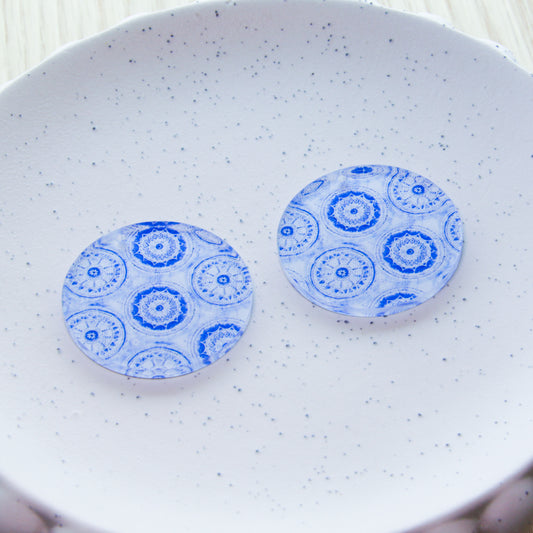 Clear Acrylic - 4cm Circle - 1 Hole - Shibori - 03