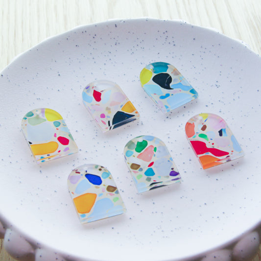 Clear Acrylic - 2x3cm - Arch - 1 Hole at Top - Terrazzo - 24
