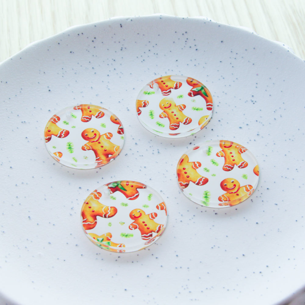 Clear Acrylic - 3cm - Circle - 1 Hole - Christmas - 131