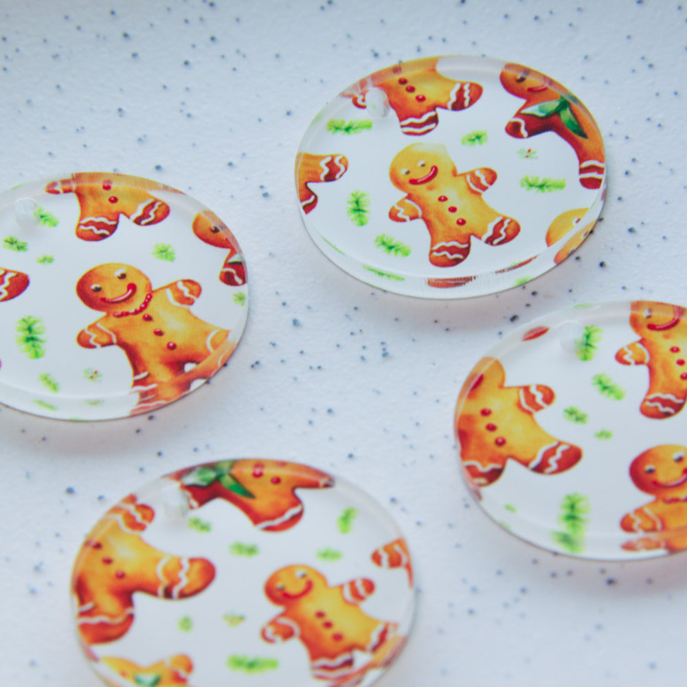 Clear Acrylic - 3cm - Circle - 1 Hole - Christmas - 131