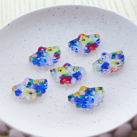 Clear Acrylic - Flower Fan - 3x2.2cm - 1 Hole - Spring - 23