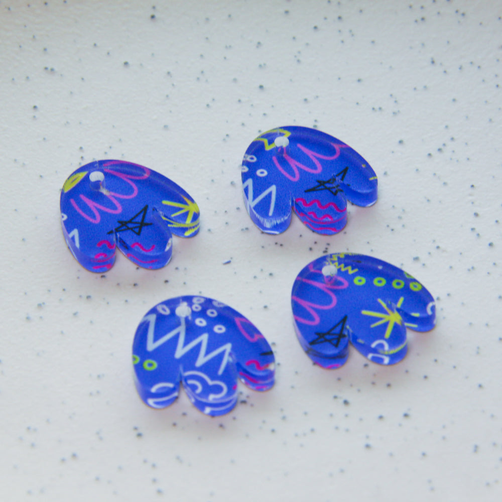 Clear Acrylic - 2cm Boho Flower - 1 Hole - 80s - 06