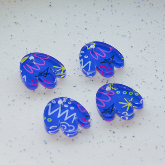 Clear Acrylic - 2cm Boho Flower - 1 Hole - 80s - 06