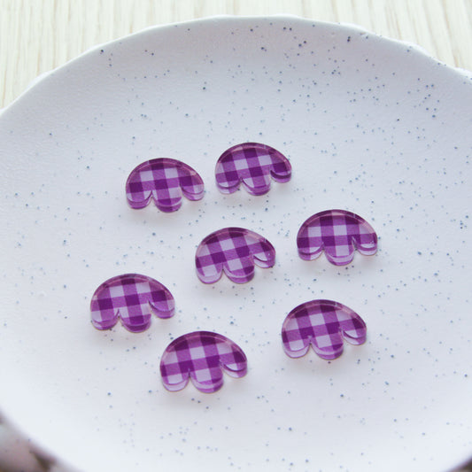 Clear Acrylic - 2cm Boho Flower 2 - Studs - Gingham - 25