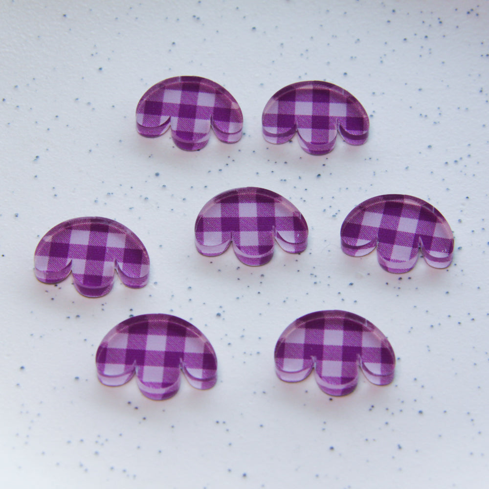 Clear Acrylic - 2cm Boho Flower 2 - Studs - Gingham - 25