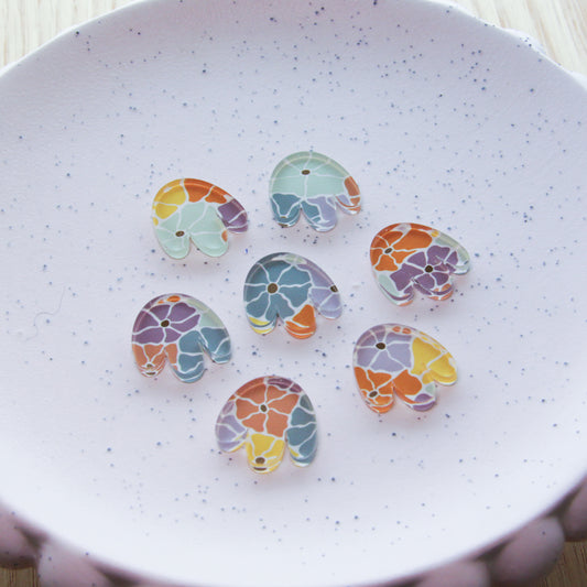 Clear Acrylic - 2cm Boho Flower - Studs - Abstract Floral - 10