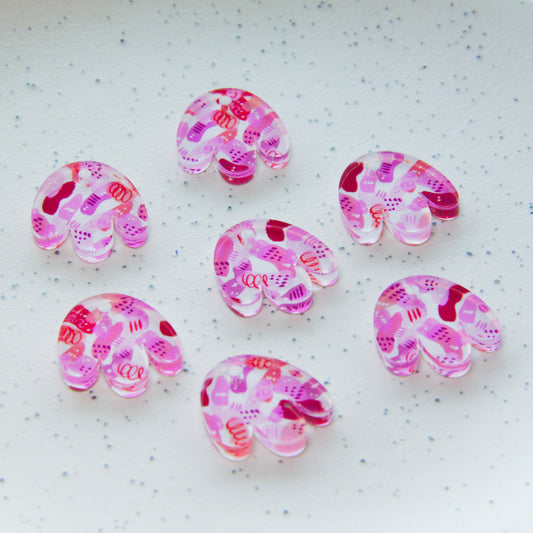 Clear Acrylic - 2cm Boho Flower - 1 Hole - Abstract Art - 73