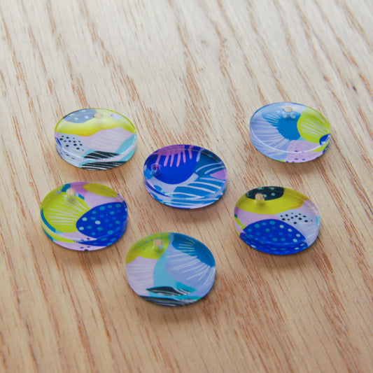 Clear Acrylic - 2cm Circle - 1 Hole - Summer Nights - 23
