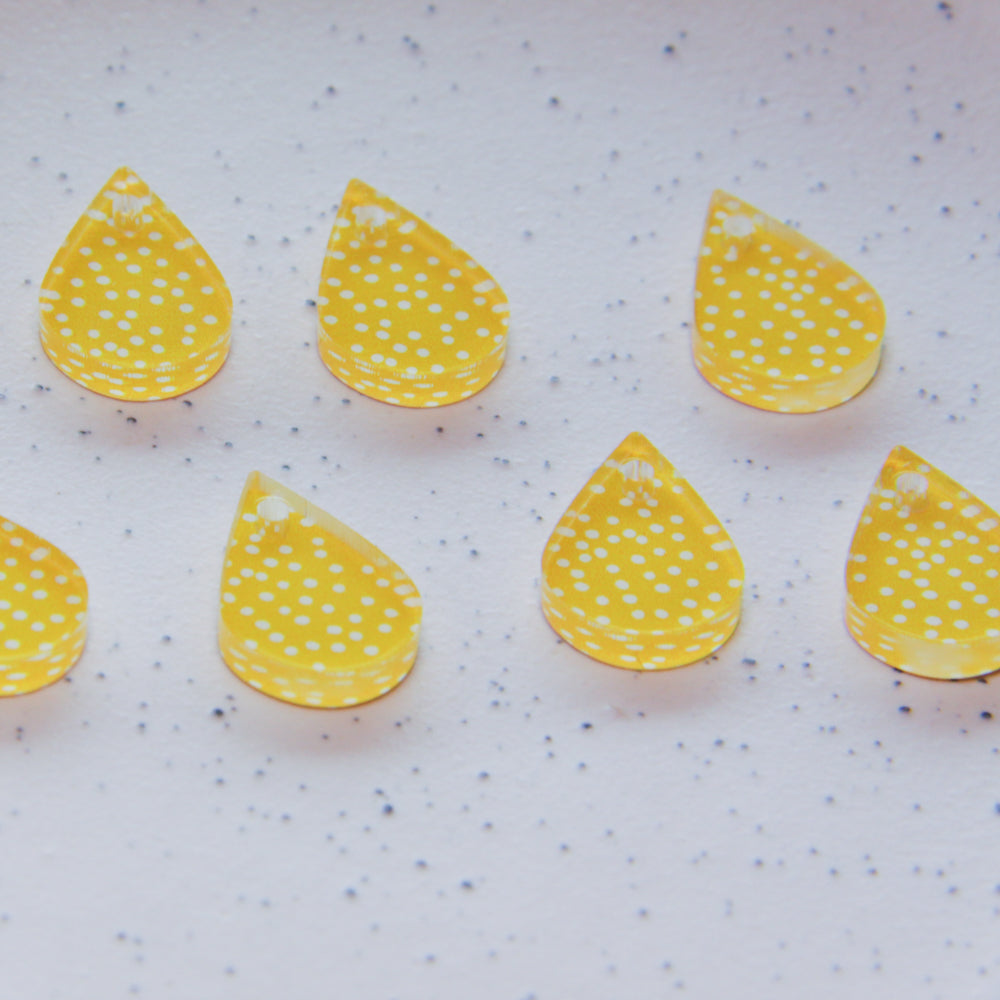 Clear Acrylic - 2cm Teardrop - 1 Hole - Sunflower - 02