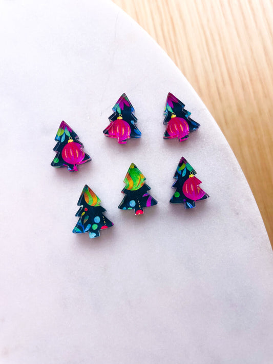 Clear Acrylic - 1.5cm Christmas Tree - Studs - Christmas - 307