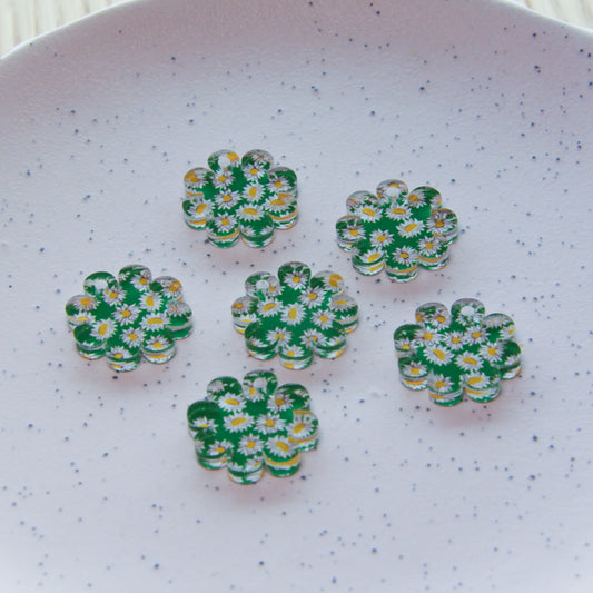 Clear Acrylic - 2cm Flower - 1 Hole - Sunflower - 06