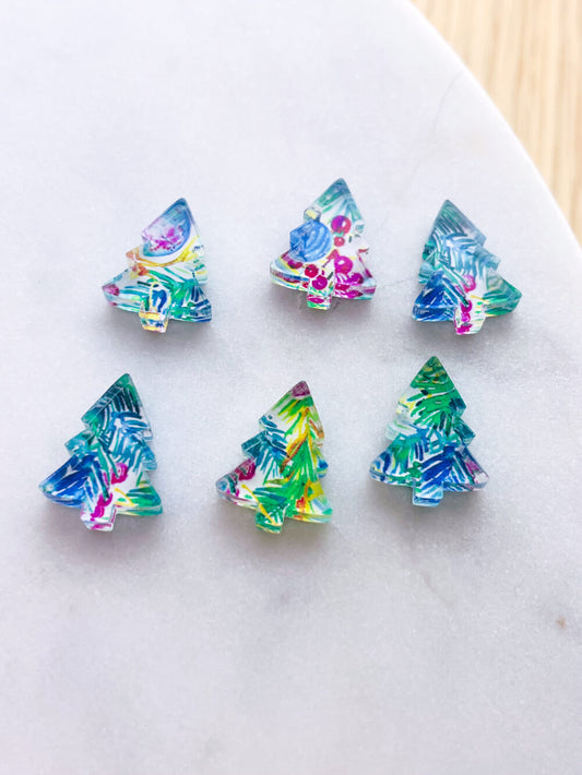 Clear Acrylic - 1.5cm Christmas Tree - Studs - Christmas - 166