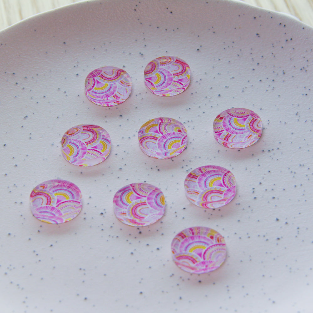 Clear Acrylic - 15mm - Circle - Studs - Watercolour - 10