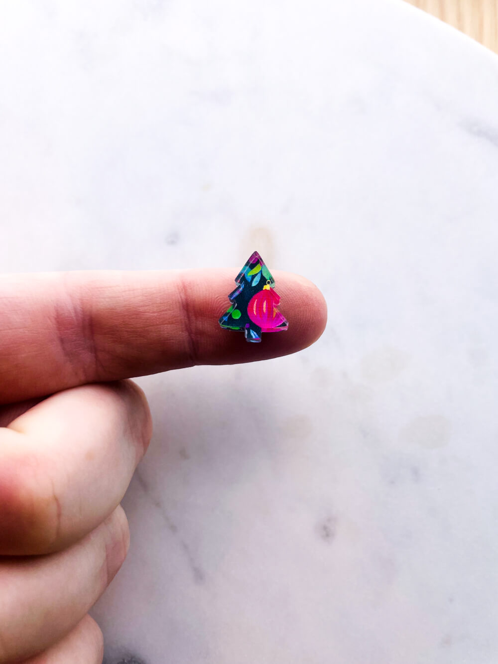 Clear Acrylic - 1.5cm Christmas Tree - Studs - Christmas - 307