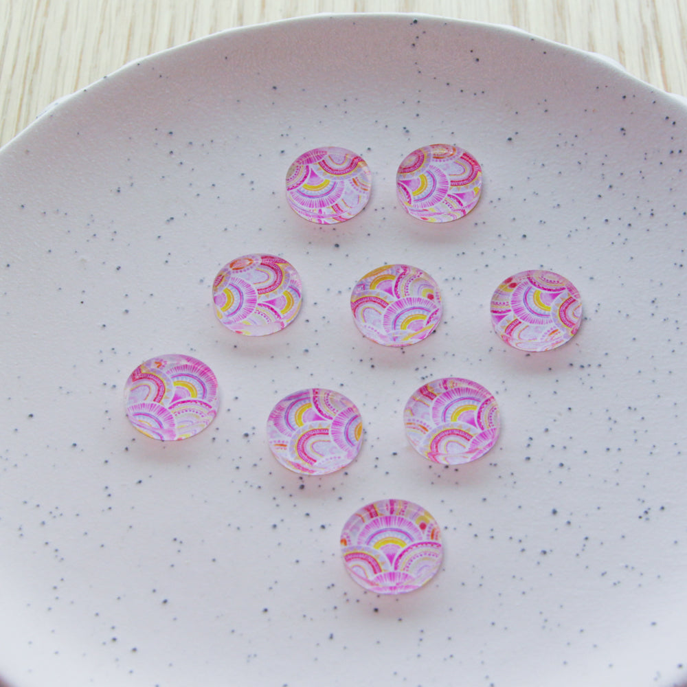 Clear Acrylic - 15mm - Circle - Studs - Watercolour - 10