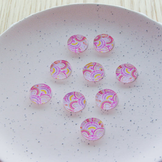 Clear Acrylic - 15mm - Circle - Studs - Watercolour - 10