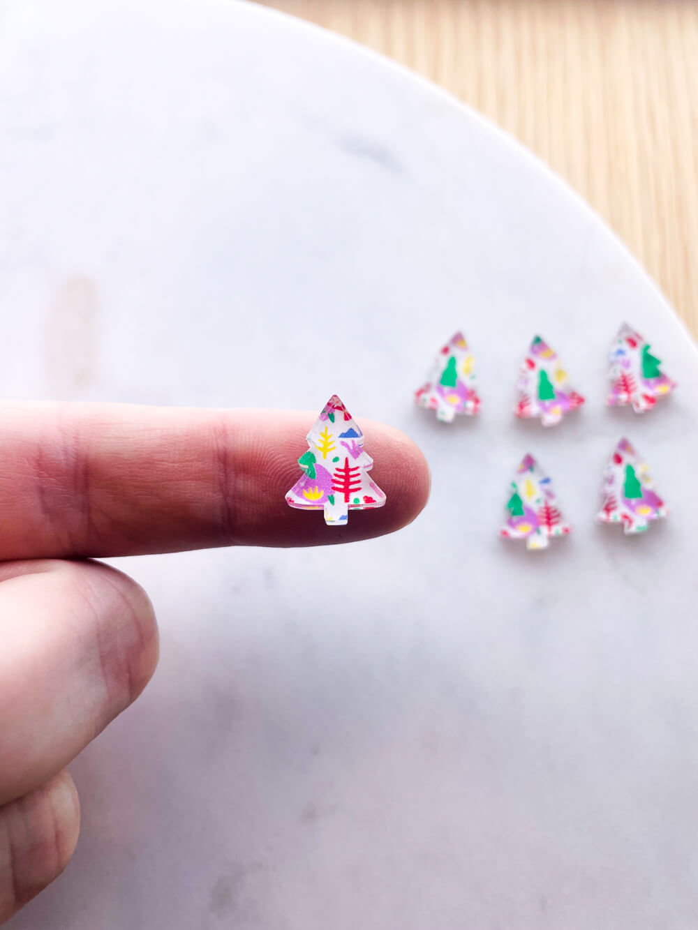 Clear Acrylic - 1.5cm Christmas Tree - Studs - Christmas - 03