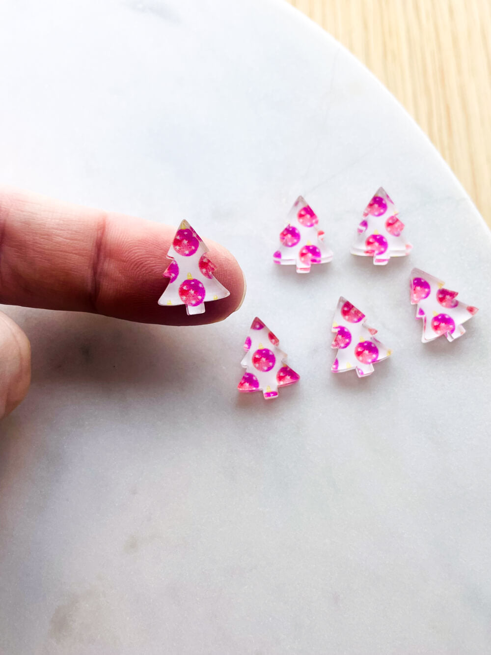 Clear Acrylic - 1.5cm Christmas Tree - Studs - Christmas - 05