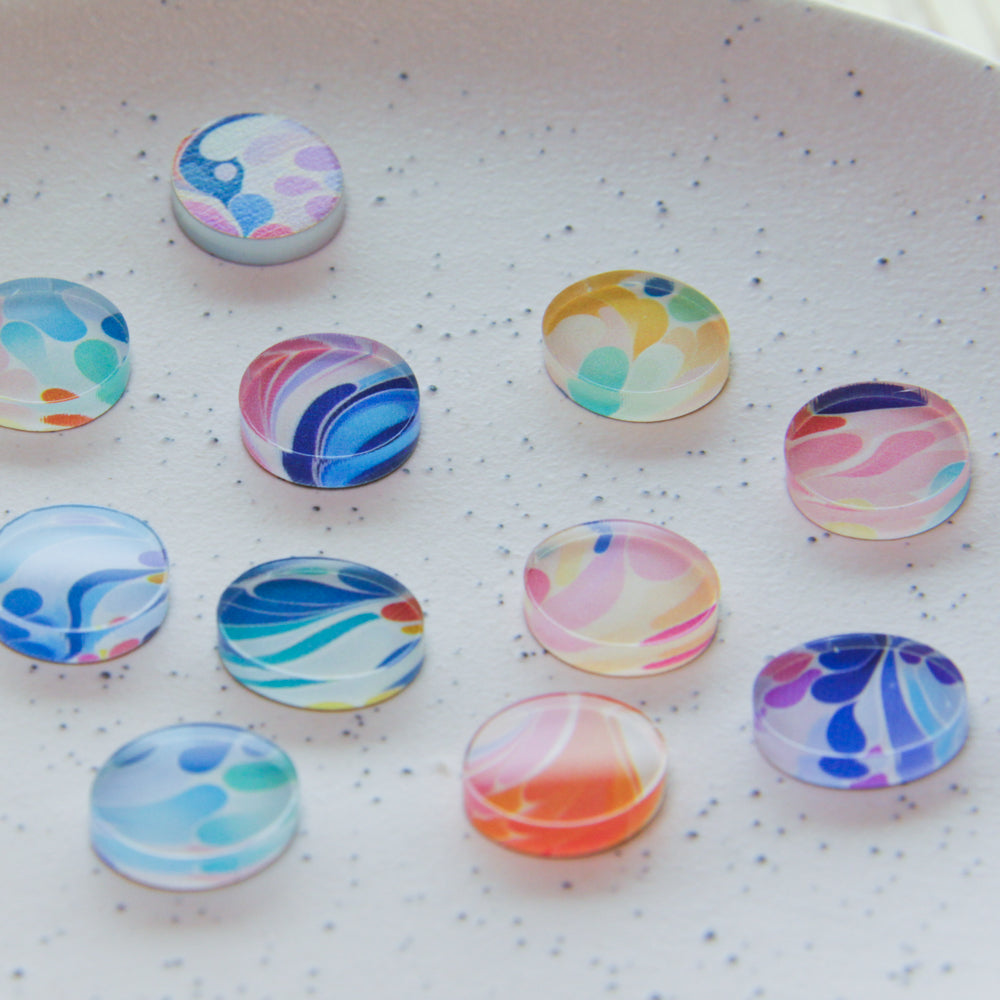 Clear Acrylic - 1.5cm Irregular Circle - Studs - Abstract Art - 03