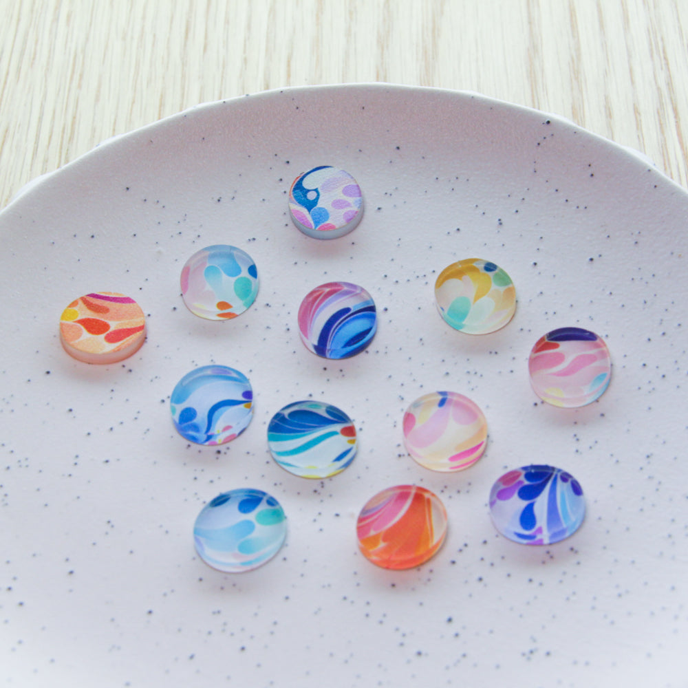 Clear Acrylic - 1.5cm Irregular Circle - Studs - Abstract Art - 03