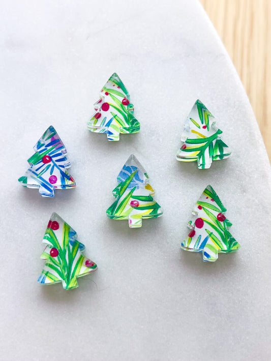 Clear Acrylic - 1.5cm Christmas Tree - Studs - Christmas - 172