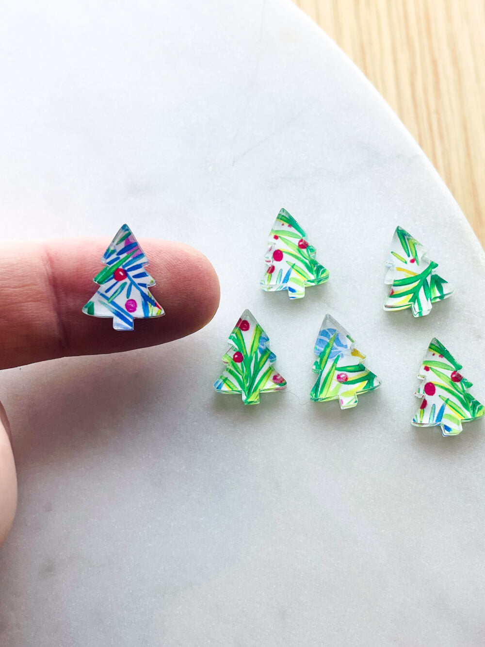 Clear Acrylic - 1.5cm Christmas Tree - Studs - Christmas - 172
