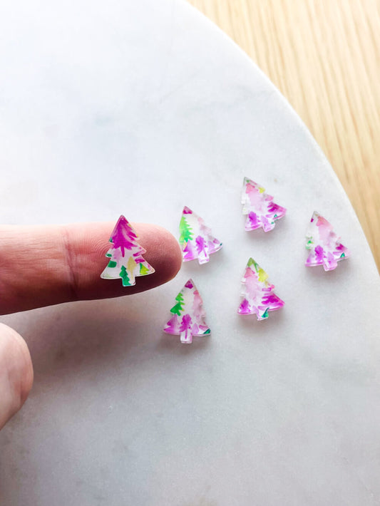 Clear Acrylic - 1.5cm Christmas Tree - Studs - Christmas - 170