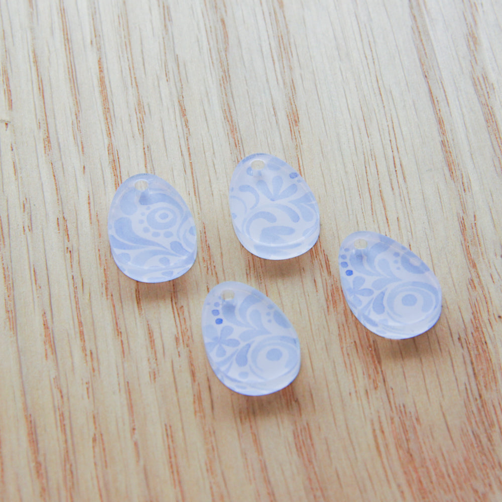Clear Acrylic - 2cm Egg - 1 Hole - Shibori - 26