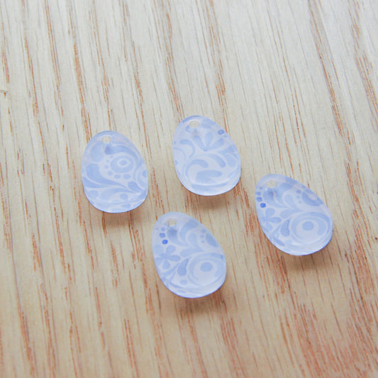 Clear Acrylic - 2cm Egg - 1 Hole - Shibori - 26