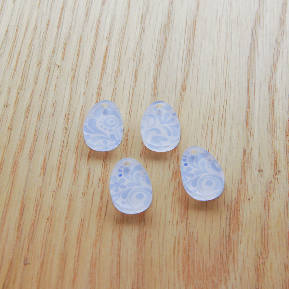 Clear Acrylic - 2cm Egg - 1 Hole - Shibori - 26