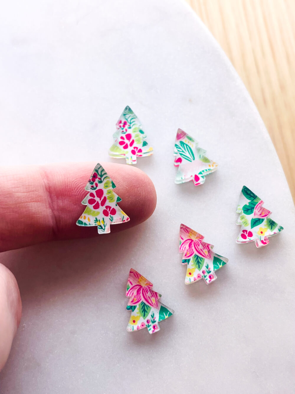 Clear Acrylic - 1.5cm Christmas Tree - Studs - Christmas - 150