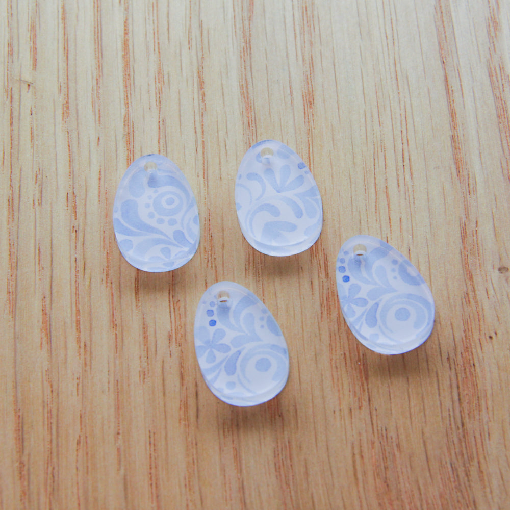 Clear Acrylic - 2cm Egg - 1 Hole - Shibori - 26