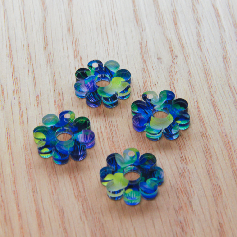 Clear Acrylic - 2cm Flower with large hole - 1 Hole - Summer Nights - 19