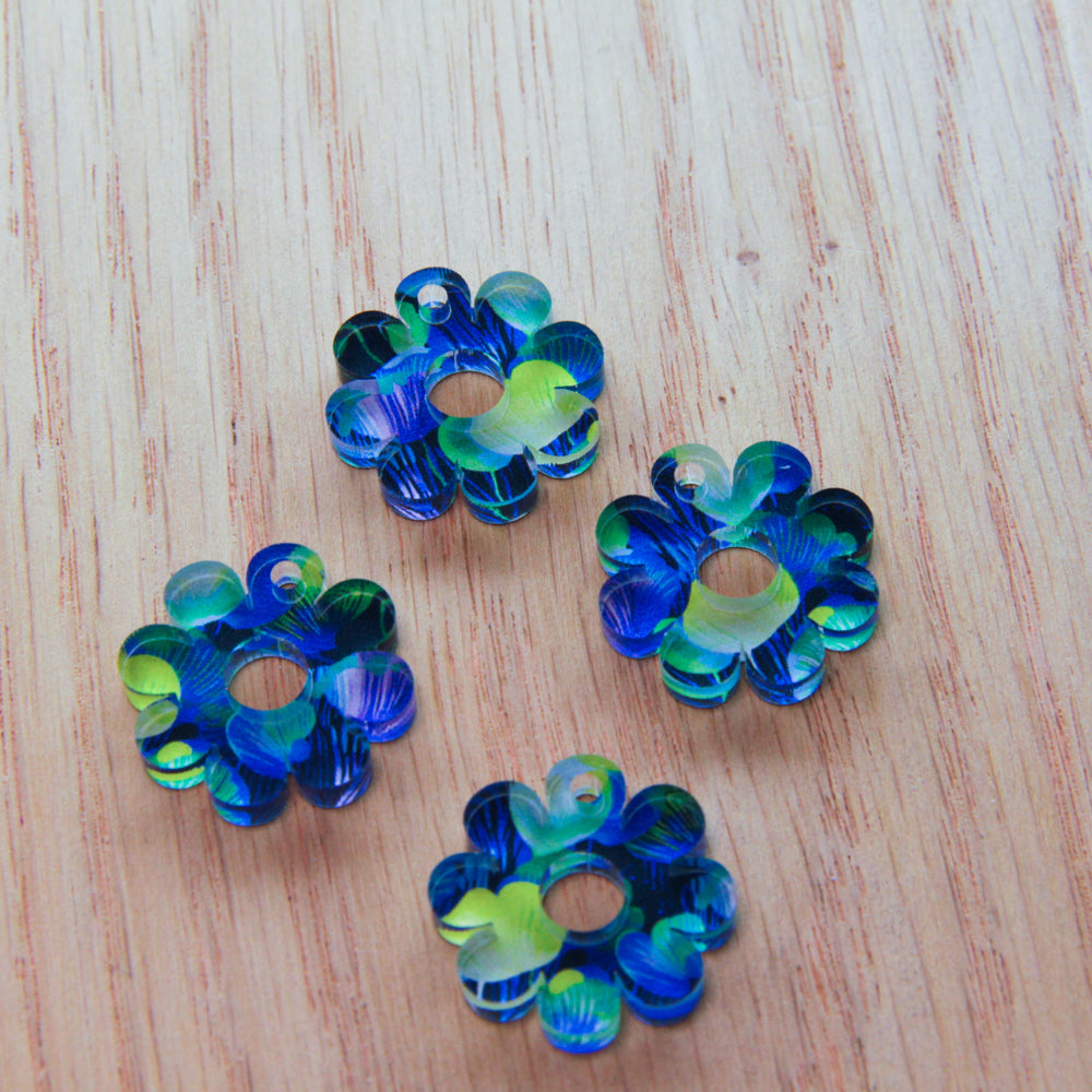 Clear Acrylic - 2cm Flower with large hole - 1 Hole - Summer Nights - 19