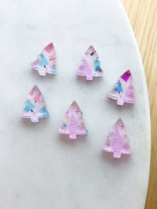 Clear Acrylic - 1.5cm Christmas Tree - Studs - Christmas - 309
