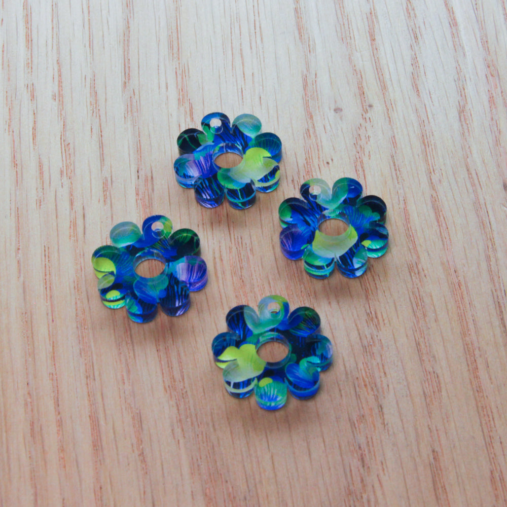 Clear Acrylic - 2cm Flower with large hole - 1 Hole - Summer Nights - 19