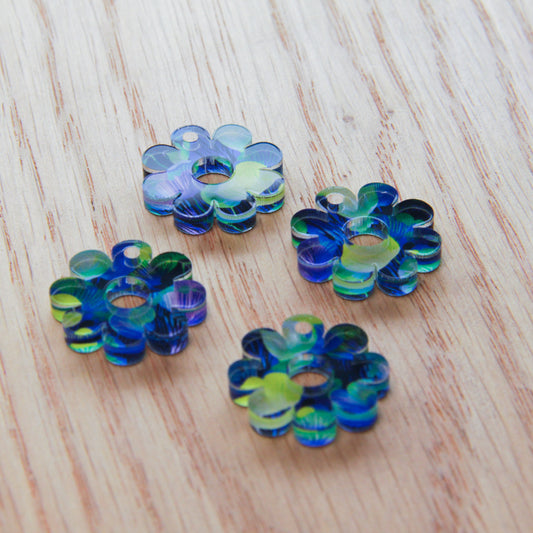 Clear Acrylic - 2cm Flower with large hole - 1 Hole - Summer Nights - 19