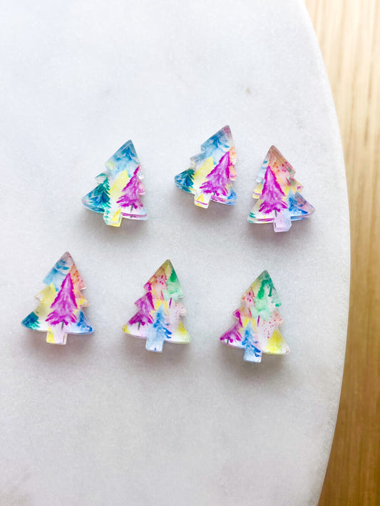 Clear Acrylic - 1.5cm Christmas Tree - Studs- Christmas - 01