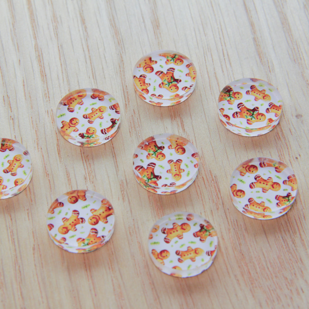 Clear Acrylic - 1.5cm Circle - Studs - Christmas - 131