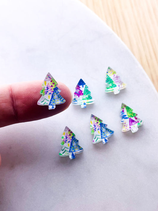 Clear Acrylic - 1.5cm Christmas Tree - Studs - Christmas - 195