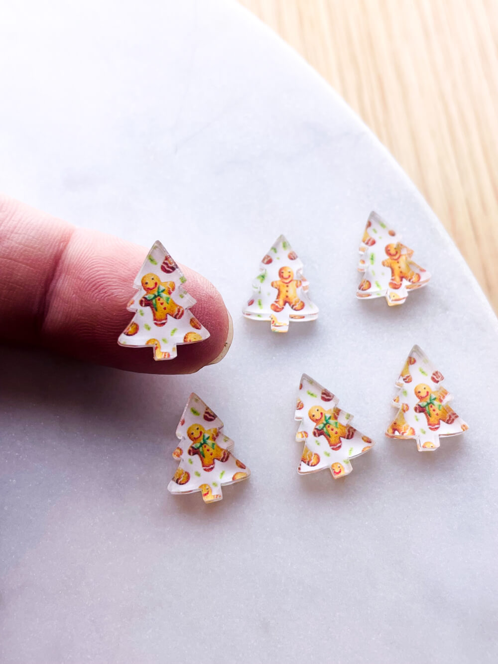 15mm Christmas Tree Studs -  Bright Christmas - Mixed Bag -  Clear Acrylic (10 or 20 pairs)