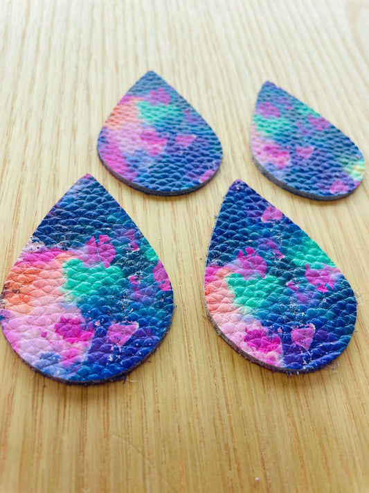 Leather - Large Teardrop - Neon Splash - 02